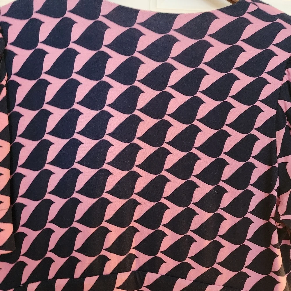 Boden Kristen Pleated Jersey Dress Size 10P Strawberry Sherbert Birdie Office - Picture 4 of 15